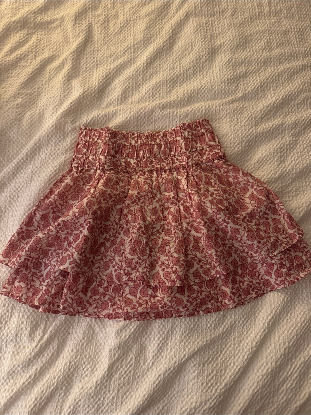 Mango Pink Floral Tiered Skater Skirt
